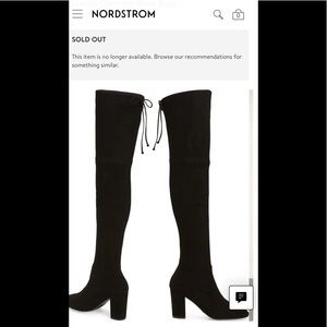 Stuart Weitzman Black Suede Over-the-Knee Tie Boots